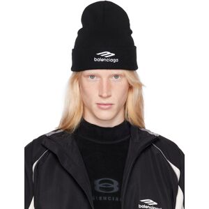 Balenciaga Black Sports Icon Beanie  - 1077 BLACK/WHITE - Size: 1 - Gender: male