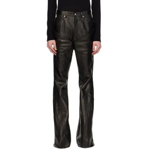 Rick Owens Black Slivered Leather Pants  - 09 BLACK - Size: WAIST US 36 - Gender: male