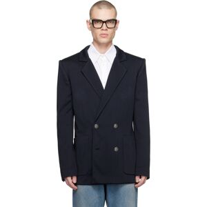 Balmain Navy Casual Mini Monogram Blazer  - 6UB MARINE - Size: IT 52 - Gender: male