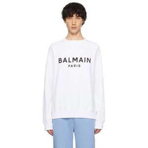 Balmain White Printed Sweatshirt  - GAB BLANC/NOIR - Size: Extra Small - Gender: male