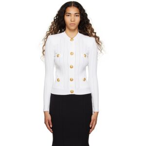 Balmain White Tight Cardigan  - 0Fa Blanc (0Fa) - Size: FR 40 - Gender: female