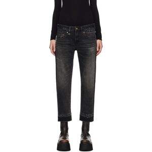 R13 Black Boy Straight Jeans  - Hart Black Selvedge - Size: WAIST US 24 - Gender: female