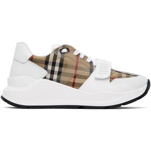 Burberry Tan & White Check Sneakers  - WHITE/CLEAR/CHECK - Size: IT 41 - Gender: male