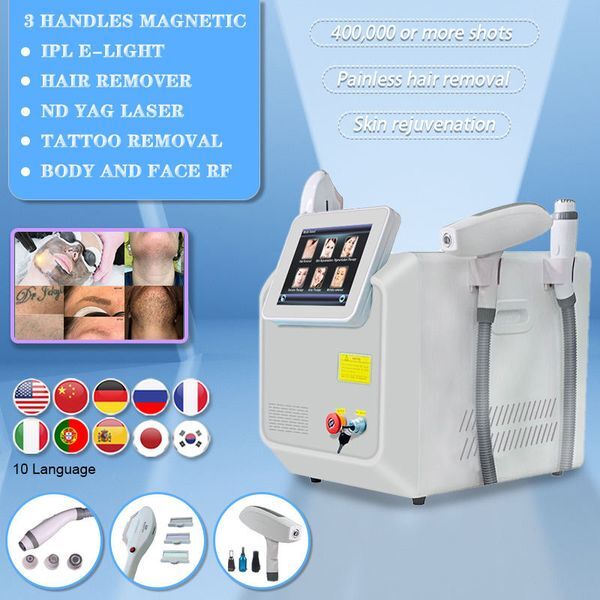 Multifunctional 3 in 1 E-Light IPL Hair Removal RF Skin Rejuvenation ND YDG Laser Pigment Tattoo Remove Beauty Machine Equipment