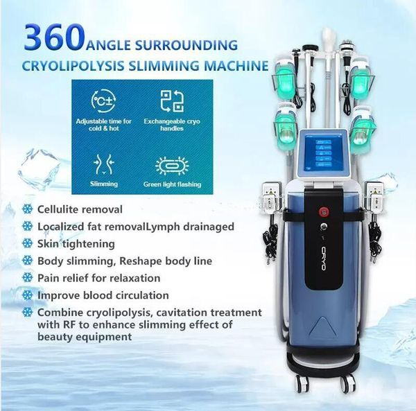 360 lipo cryo freezen slimming body fat freezing radio frequency weight loss machine cooling slimming system with 5 handles cavitation shape cryolipolysis