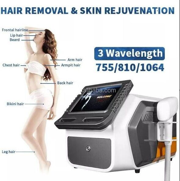 SPA use 755 810 1064 nm Diode Laser Hair Removal Epilator Facial Skin Rejuvenation Permanent Hair Remove suit for all kinds skins painless with cooling system