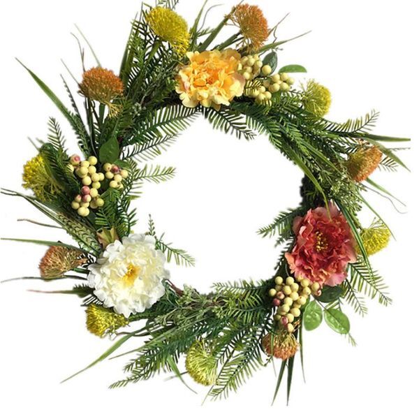 Decorative Flowers & Wreaths Artificial Garden Colorful Christmas Wreath Door Wall Ornament Garland Weeding Party Decoration Po Props