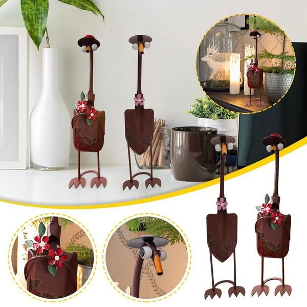 Party Decoration Metal Ducks Garden Yard Art Adorable Duck Animals Shovel Decor Spade Ornament For Home Prop