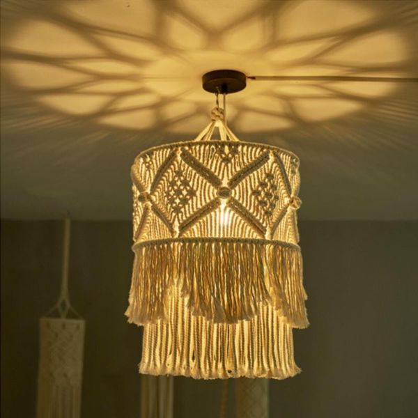 Tapestries Light Shade Cotton Rope Macrame Lamp Cover Boho Ornament Decor Woven Tapestry