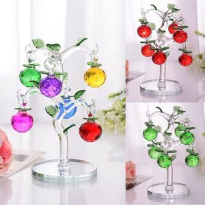 Apple Glass Crystal Apple Tree With 6pcs Apples Fengshui Crafts Home Decor Figurines Christmas Year Gifts Souvenirs Ornament Decorative Objects &