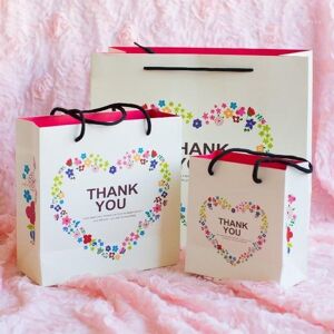Gift Wrap 10pcs/lot- Three Size(S M L ) Floral Wreath Of Love &quot;Thank You&quot; Bag Hand High-grade Packaging Paper1