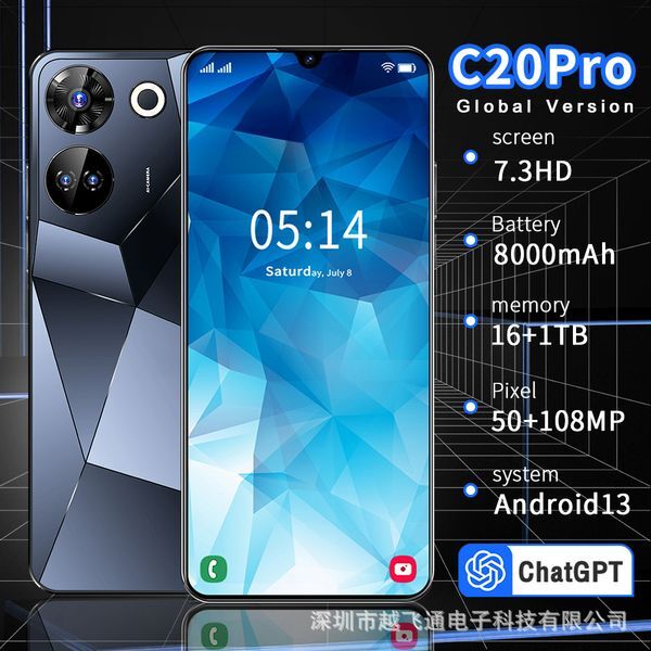 Cross border mobile phone 16+1T Android cross-border C20Pro hot selling smartphone stock 6.7-inch high-definition screen