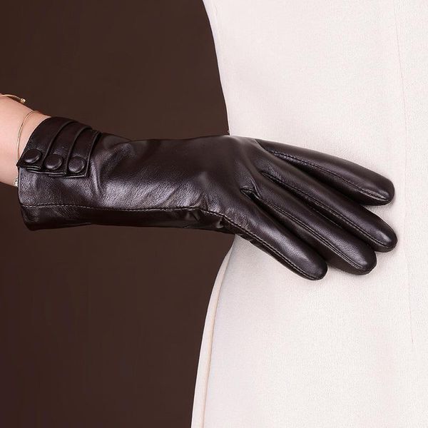 Five Fingers Gloves 2021 Arrival Woman Driving Fashion Korean Leather Short Solid Motorcycle Guantes De Invierno Mujer