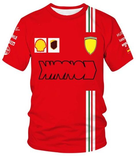 2021 New Summer Formula One F1 Team Printed Red Short Sleeve Large Size Same Style Customizable Racing Cycling Sweatshirt250u