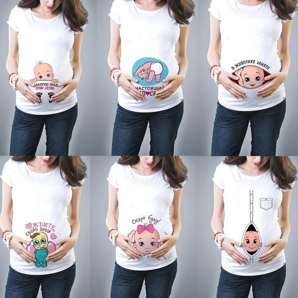 Cute Pregnant Maternity Clothes Casual Pregnancy T Shirtsbaby Print Funny Women Summer Tees Tops