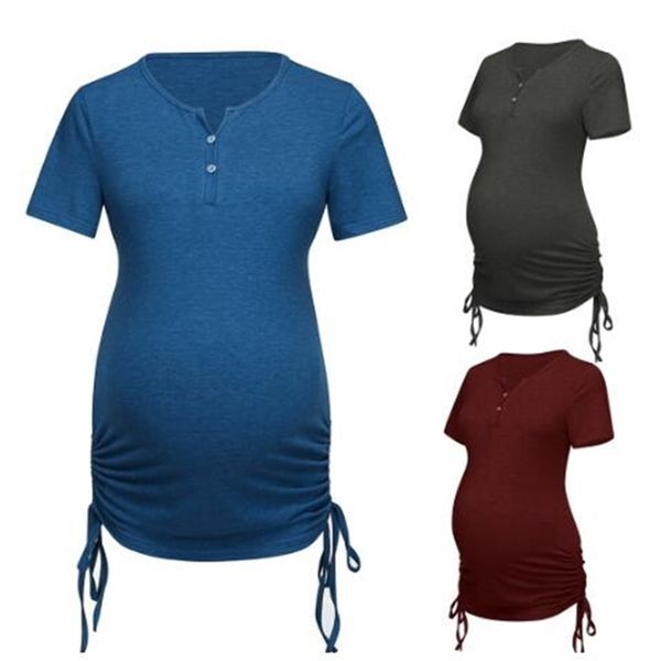 Women Short Sleeve Tops Solid Nursing Nusring Maternity Summer Clothes LJ201125
