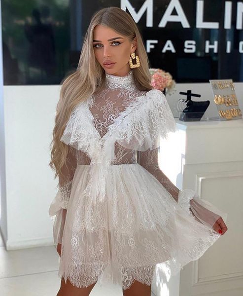 Maternity Dresses Fashion Women Lace Dress Spring Autumn Clothes Long Sleeve White Party Brithday Skirts Baby Shower Vestidos