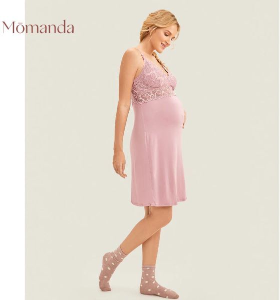 Dresses MOMANDA Maternity Nursing Nightgown Nightdress Lace Breastfeeding Dress For Pregnant Women Deep V Sleppwear Top For Feeding Sexy