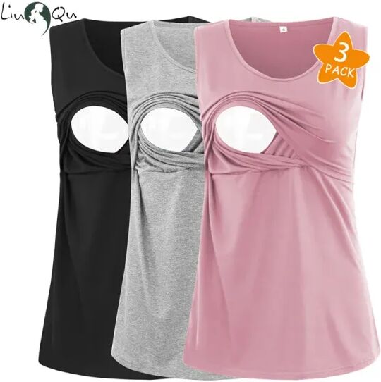 T-Shirt LIU QU Womens Maternity Clothes Tank Tops Sleeveless Breastfeeding Pregnancy Clothing Premama Summer Camis Tops Plus Size SXL