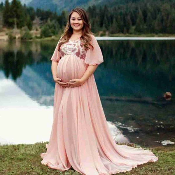 Long Maternity Photography Props Pregnancy Dress For Photo Shooting Shoulder Pregnant Dresses For Women Maternity Gown R230519