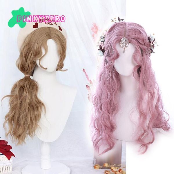 Other Event & Party Supplies 2 Colors Pink Blond Lolita Wig Harajuku Fringe Bangs Long Wavy Curly Synthetic Hair Kawaii Women Free Cap