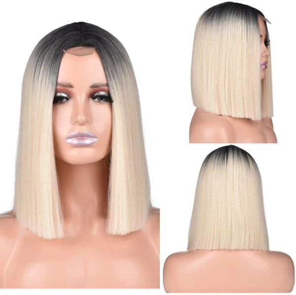 Wigs Synthetic Hair Wig Short Bob Wigs With Middle Part ShoulderLength Straight Hair Cosplay Wig for Women Heat Resistant Ombre Hair