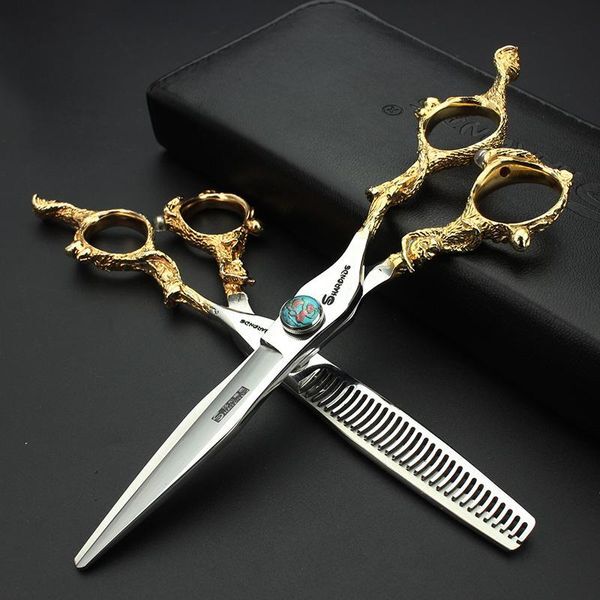 Tools Highgrade hair scissors 6 inch sapphire golden dragon home professional hair scissors Japan professional hairdressing scissors