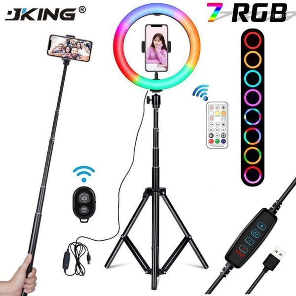 10 Inch Rgb Video Light 7Colors Rgb Ring Lamp For Phone With Remote Camera Studio Large Light Led 48&quot; Stand 160Cm For Youtuber1