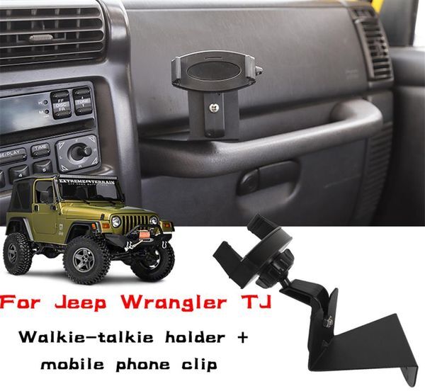 ABS Metal Black Mobile Phone Bracket Walkie-talkie stand For Jeep Wrangler TJ 1997-2006 Auto Internal Accessories203M