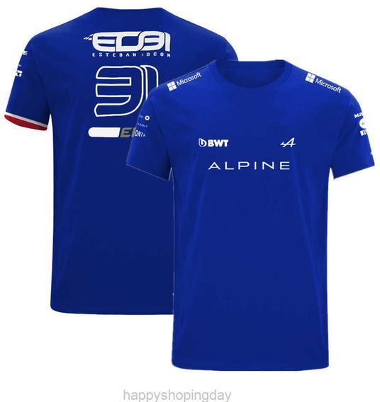 2022 Formula One Alpine F1 Team Short Sleeve Shirt Blue Official Summer Racing Competition 2022 New2