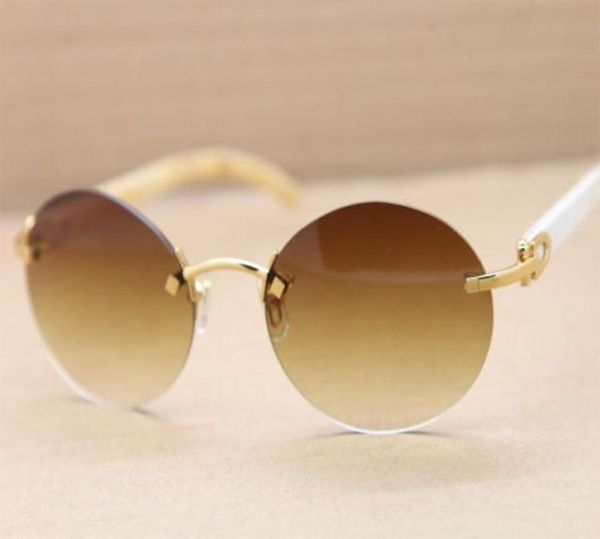 Round White Buffalo Horn Sunglasses Unisex design half frame sunglasses C Decoration Fashion Accessories Size5618140 mm6316625