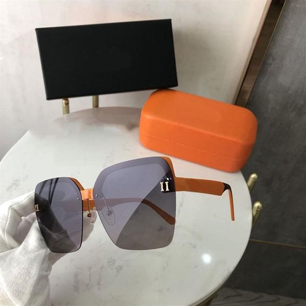 Woman Designer Sunglass Orange Sunglasses Metal Letters Men Casual Two Style Large Frame with Box290k