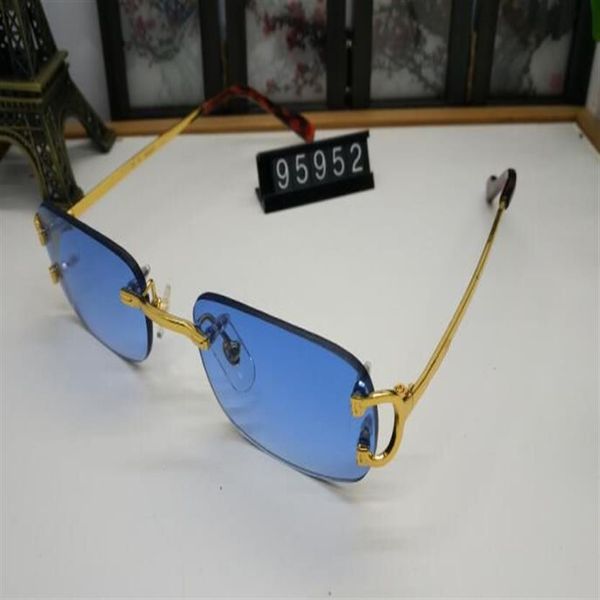 Oculos Fashion Buffalo Sunglasses Women Mens Sport High Quality Rimless Sun Glasses Fashion Trend Oval Frame Clear Black Blue Red 173J