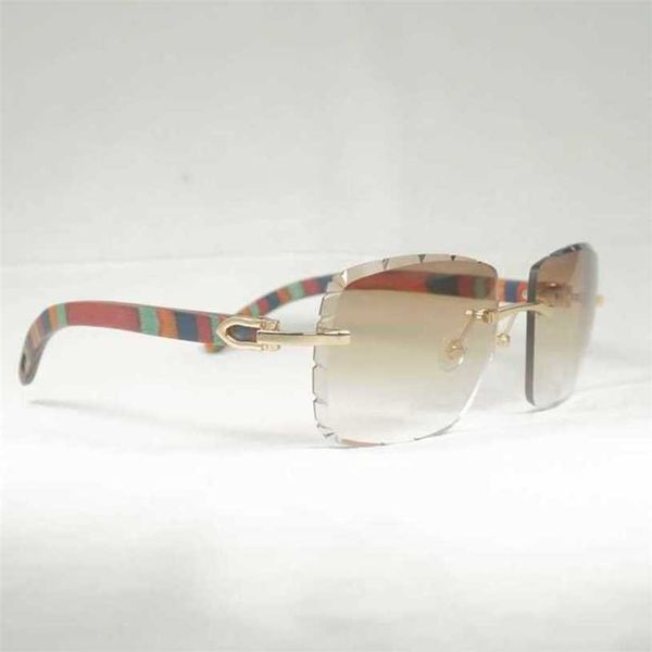 Luxury designer summer sunglasses Vintage Lenses Shape Oversize Men Diamond Cutting Rimless Glasses Natural Horn Shades for Summer Club Eyewear