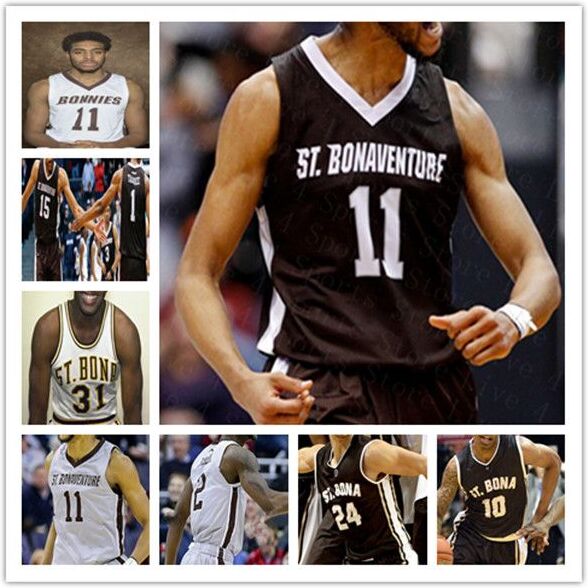 Custom College Basketball St. Bonaventure Bona Bonnies Jersey Kyle Lofton Jaren Holmes Anthony Roberts Dominick Welch Jalen Shaw Winston 4XL