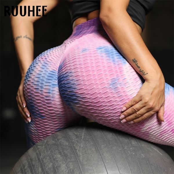 RUUHEE Yoga Pants High Waist Fitness Leggings Women Workout Push Up Legging Solid Bodybuilding Tie Dye Women Seamless Gym Pants 201103