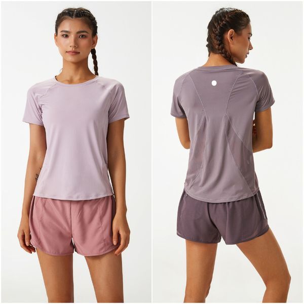 LL-108 Women Yoga Outfit Shirts Girls Running Sport Short Sleeve T-shirts Ladies Casual Adult Sportswear Trainer Gym Exercise Fitness Wear Tees Breathable