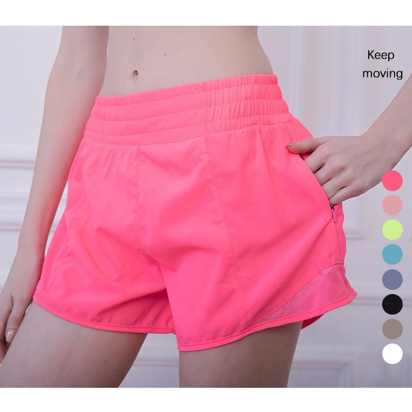 2023 LU hot womens yoga shorts pants pocket quick dry gym sport outfit high-quality style lu summer dresses Elastic waist