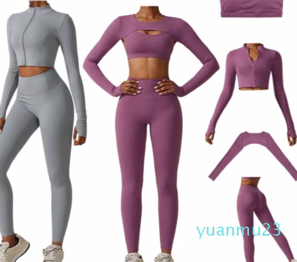 Lemon Align Women Set Yoga Sport Suit Gym Clothing Workout Set High Waist Fitness Leggings Gym Jacket Tank Top