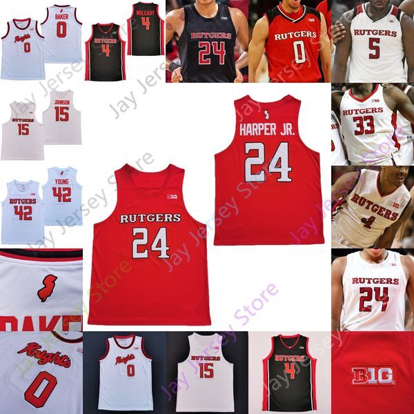 Basketball Jerseys Rutgers Scarlet Knights Basketball Jersey NCAA College Ron Harper Jr. Geo Baker Akwasi Yeboah Myles Johnson McConnell Montez Mathis Young