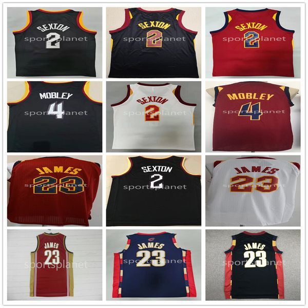 Men City Basketball Retro Collin 2 Sexton 4 Evan Mobley Jerseys Stitched Vintage 23 LeBron 6 James Shirt black yellow white blue City sleeveless Jersey