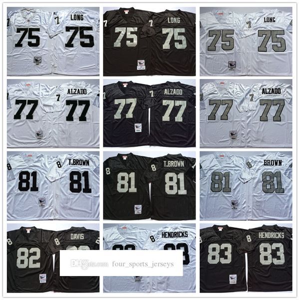 NCAA 75th Vintage Football 81 Tim Brown Jerseys Mitchell&Ness 77 Lyle Alzado 75 Howie Long 83 Ted Hendricks 82 Al Davis Jersey College Black Silver White