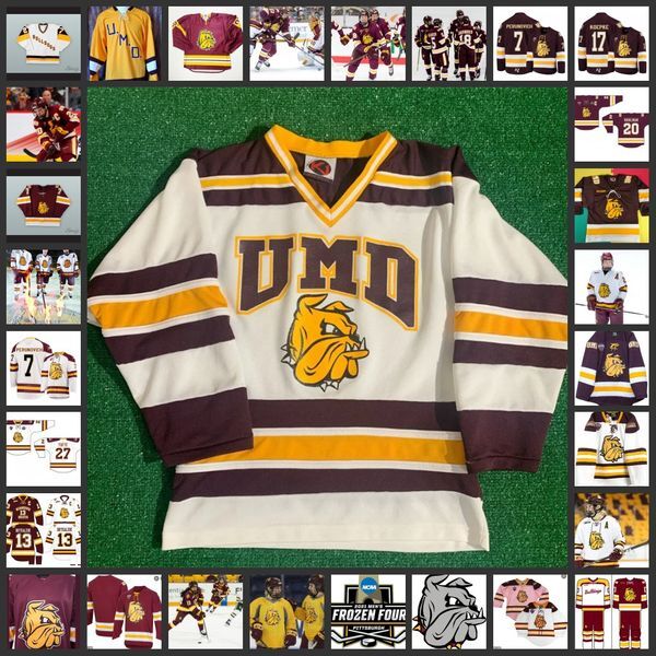 NCAA Custom UMD Minnesota Duluth Bulldogs Stitched Hockey Jersey 35 Hunter Miska 31 Bob Mason 20 Junior Lessard 20 Karson Kuhlman 9 Dominic Toninato 15 Matt Niskanen