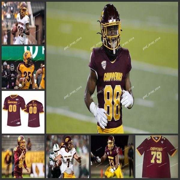 Central Michigan Chippewas Football Jersey Lawai&#039;a Brown Maurice White Kyle Moretti Bruno Guberinich Marion Lukes Jonah Pace Mens Custom Central Michigan jerseys