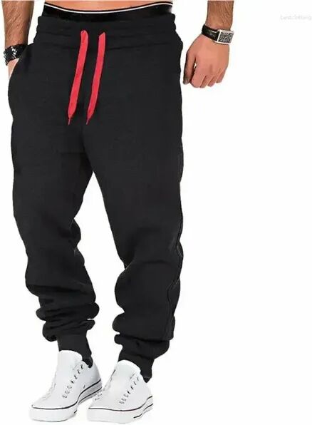 Men&#039;s Pants Trousers Drawstring Joggers Tracksuit Plus Size Bodybuilding Mens Sweatpants Fit Casual Slim Sport Workout Gym