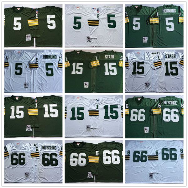 Classic Vintage 1990 College Football 5 Paul Hornung Jersey Vintage 15 Bart Starr 66 Ray Nitschke 92 Reggie White 4 Brett Favre Stitched Jerseys