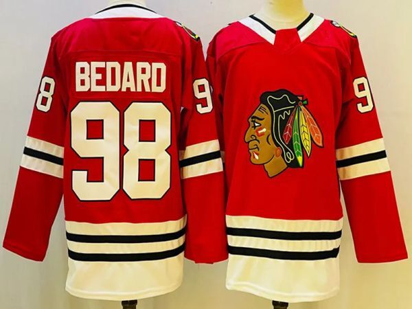 Top stitched hockey jerseys conner bedard 98 red white color stitched men women youth jersey