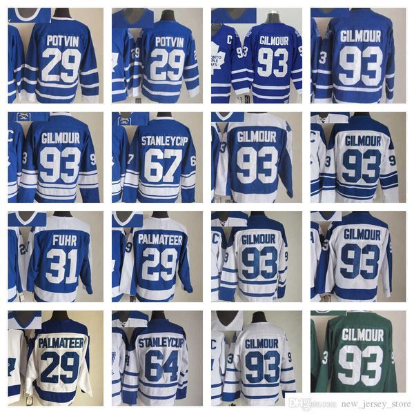 1917-1999 Movie Retro CCM ICE Hockey Jersey Embroidery 93 Doug Gilmour 64 Stanleycup 29 Felix Potvin 31 Grant Fuhr Vintage Jerseys FOR MAN