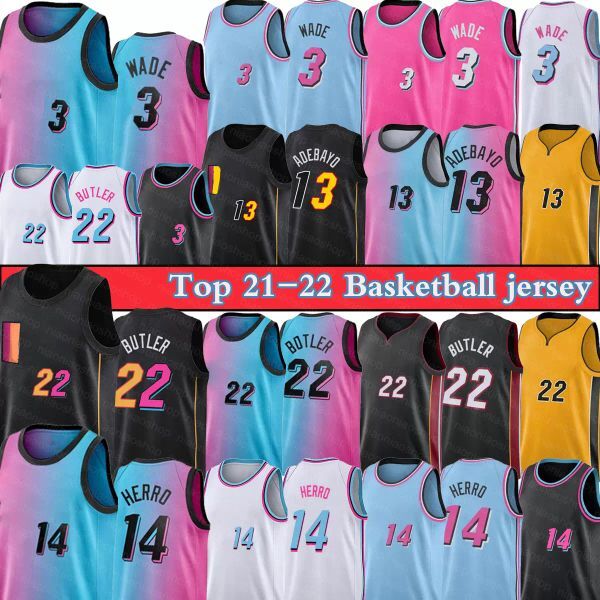 Basketball JerseyDwyane 3 Wade Jimmy 22 Butler Tyler 14 Herro Bam 13 Adebayo men 22 New MenKyle 7 Lowry Season Jerseys T-shirt 75th Anniversary