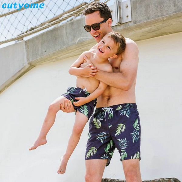 Daddy And Son Swimsuits Beach Father Son Family Matching Swimwear Clothes Bathing Shorts Suit Blue Family Look Dad Baby Boy Me LJ201111